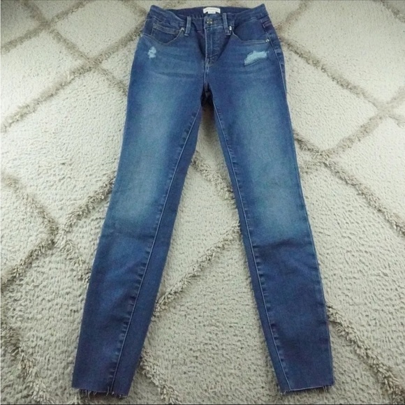 Good American Good Legs Skinny Jeans Womens 26 Distressed Blue Denim - Picture 1 of 9